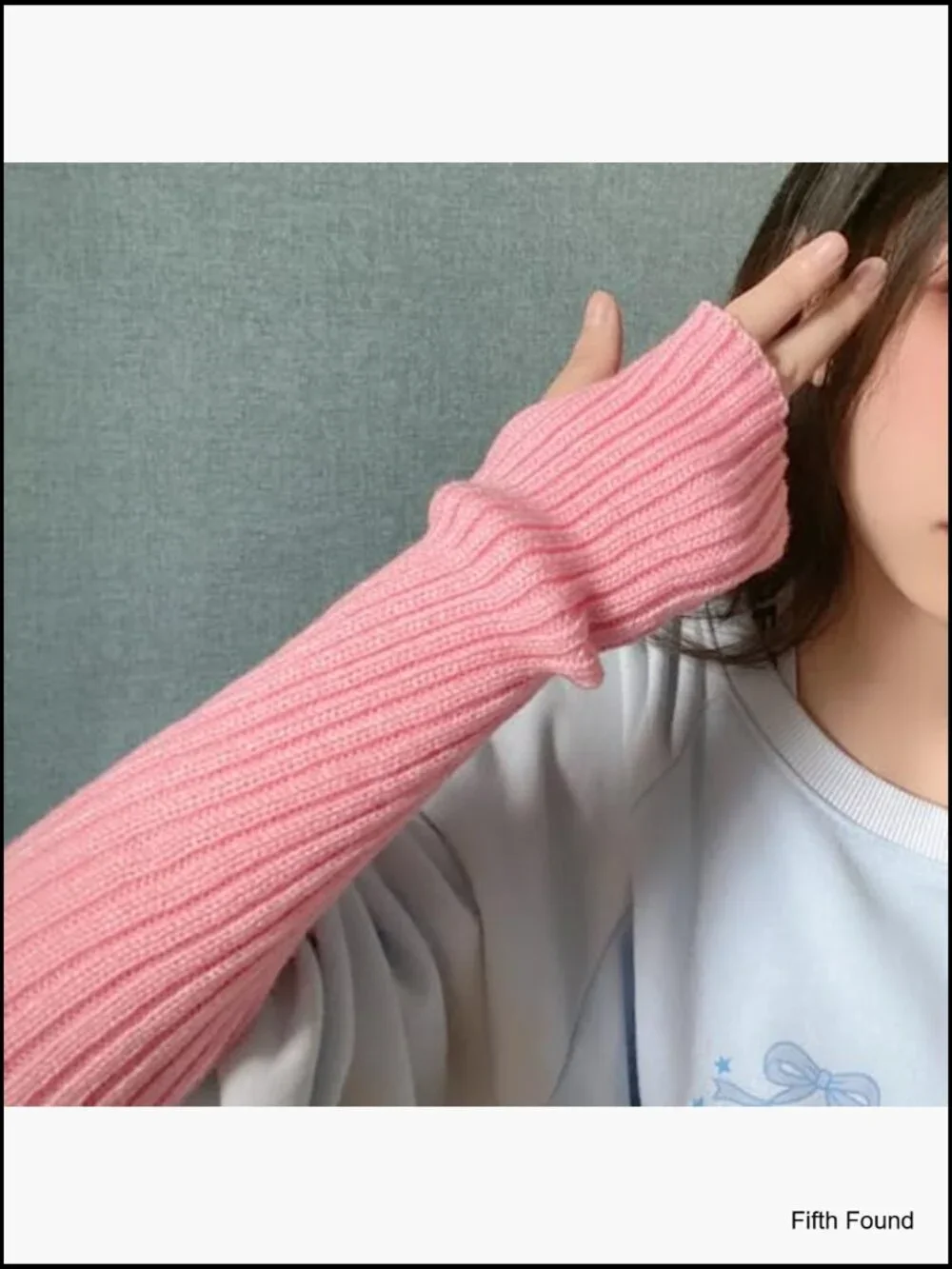 Fingerless Knitted Arm Warmers Goth Gloves Cyber Y2K Harajuku Kawaii Sleeves
